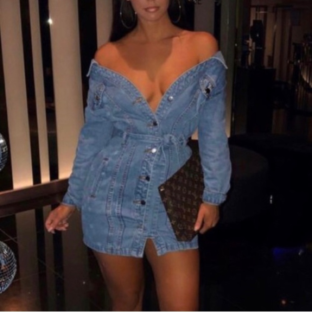 COPY - Worn one time off the shoulder Jean dress